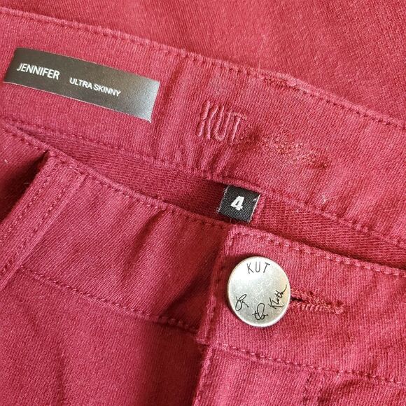 Kut From The Kloth Dark Red Jennifer Ultra Skinny Pants Size 4 - Picture 7 of 8
